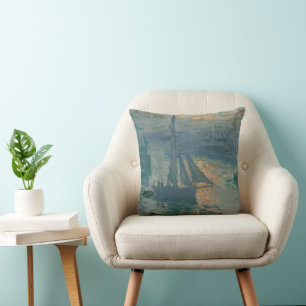 Claude Monet Sunrise Marine Sailboat Impressionism Cushion