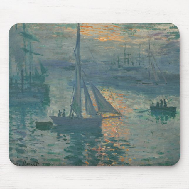Claude Monet Sunrise Marine Sailboat Impressionism Mouse Pad (Front)