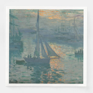 Claude Monet Sunrise Marine Sailboat Impressionism Napkin