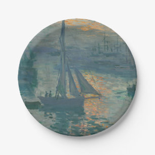 Claude Monet Sunrise Marine Sailboat Impressionism Paper Plate