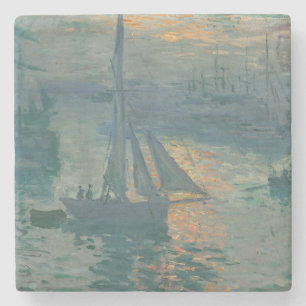 Claude Monet Sunrise Marine Sailboat Impressionism Stone Coaster