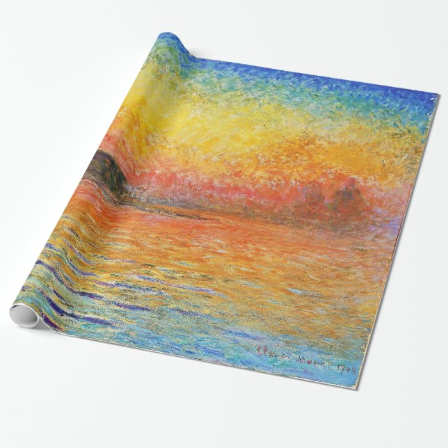 Claude Monet Sunset In Venice Impressionist Art Wrapping Paper (Unrolled)