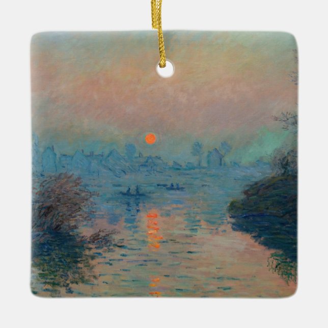 Claude Monet - Sunset on the Seine at Lavacourt Ceramic Ornament (Front)