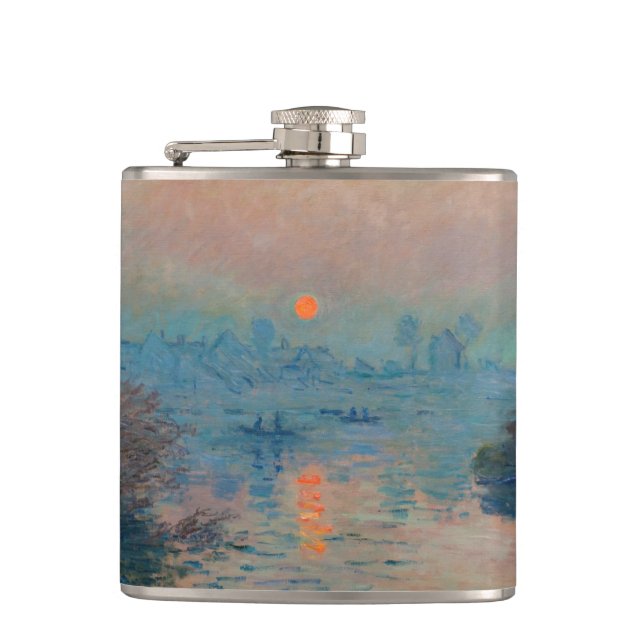 Claude Monet - Sunset on the Seine at Lavacourt Hip Flask (Front)