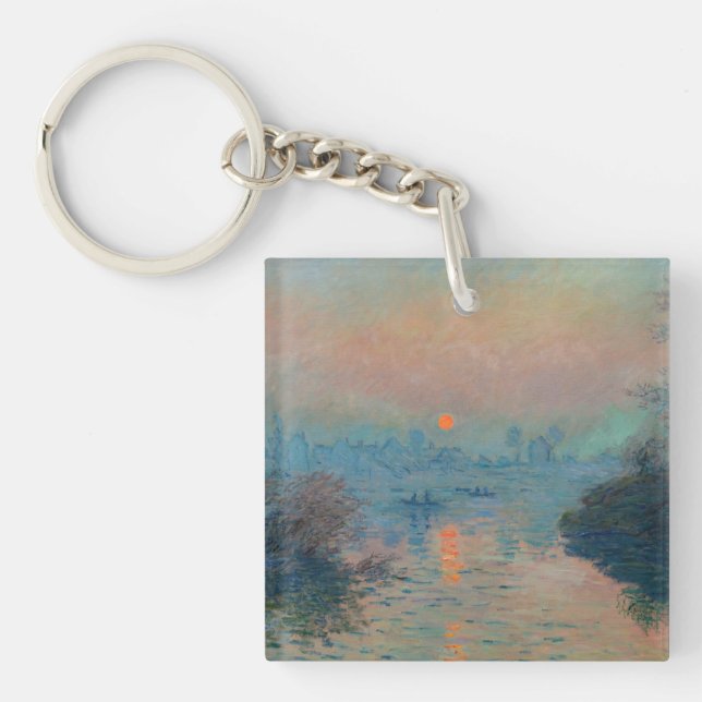 Claude Monet - Sunset on the Seine at Lavacourt Key Ring (Front)