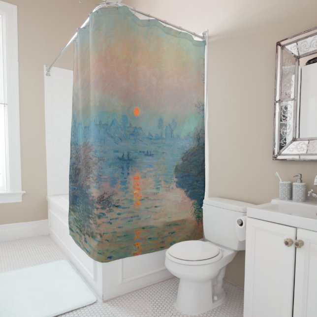 Claude Monet - Sunset on the Seine at Lavacourt Shower Curtain (In Situ)