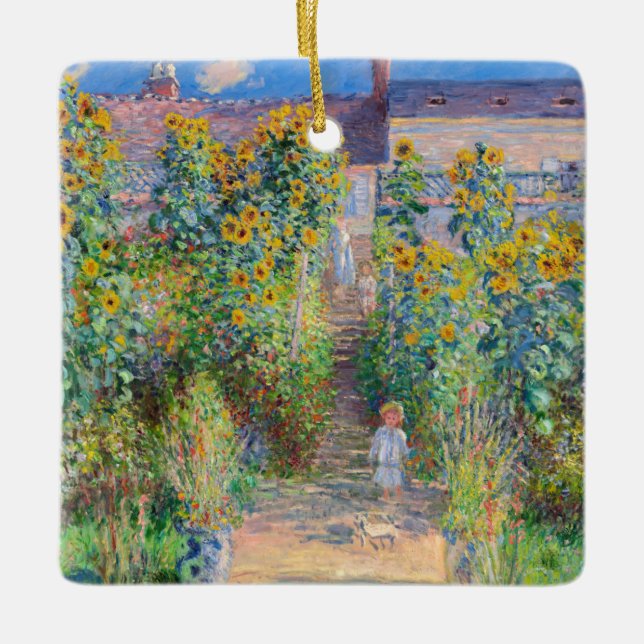 Claude Monet - The Artist's Garden at Vetheuil Ceramic Ornament (Front)