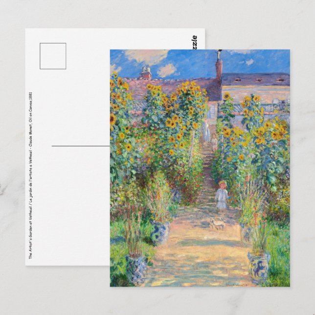 Claude Monet - The Artist's Garden at Vetheuil Postcard (Front/Back)