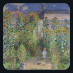 Claude Monet | The Artist's Garden at Vetheuil Square Sticker<br><div class="desc">The Artist's Garden at Vetheuil,  1880 | by Claude Monet | Art Location: National Gallery of Art,  Washington DC,  USA | French Artist | Image Collection Number: XIR37339</div>