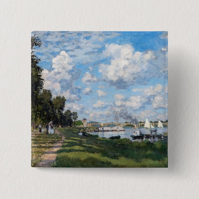 Claude Monet - The Basin at Argenteuil 15 Cm Square Badge (Front)