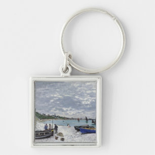 Claude Monet The Beach at Sainte-Adresse Key Ring
