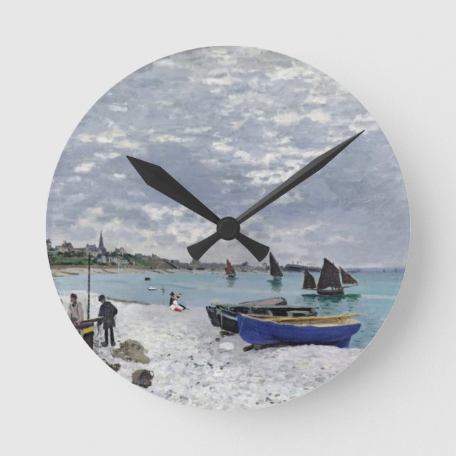 Claude Monet | The Beach at Sainte-Adresse Round Clock (Front)
