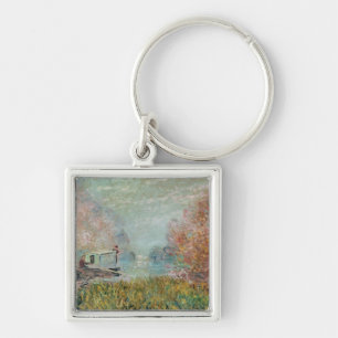 Claude Monet   The Boat Studio on the Seine, 1875 Key Ring