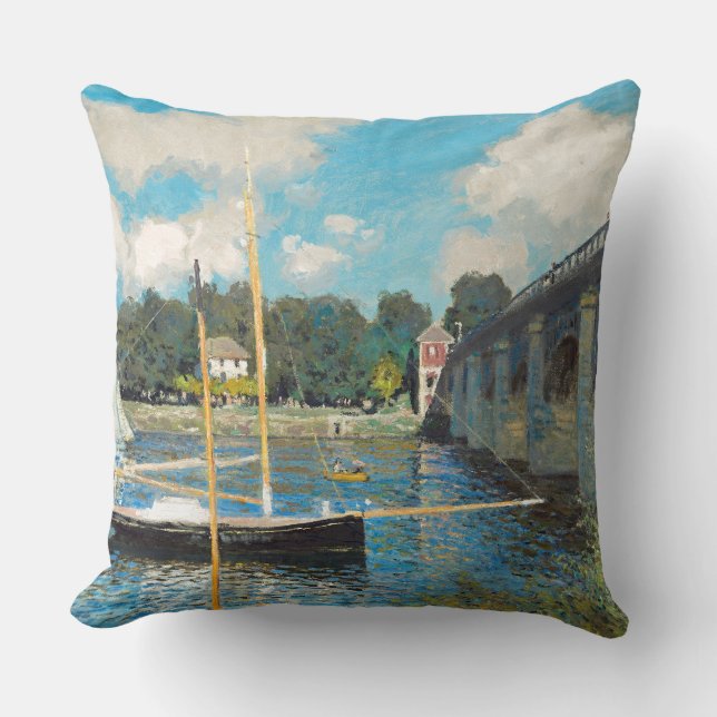 Claude Monet The Bridge at Argenteuil (1874) Cushion (Front)