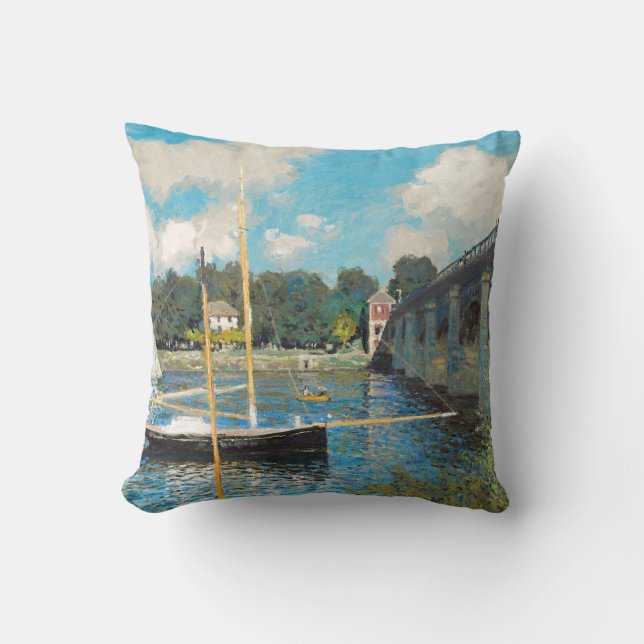 Claude Monet The Bridge at Argenteuil (1874) Cushion (Front)