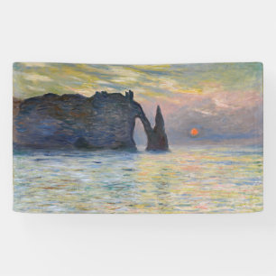 Claude Monet - The Cliff, Etretat, Sunset Banner