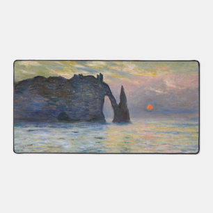 Claude Monet - The Cliff, Etretat, Sunset Desk Mat