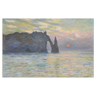Claude Monet - The Cliff, Etretat, Sunset Fabric
