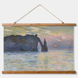 Claude Monet - The Cliff, Etretat, Sunset Hanging Tapestry
