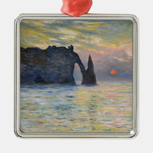 Claude Monet - The Cliff, Etretat, Sunset Metal Tree Decoration