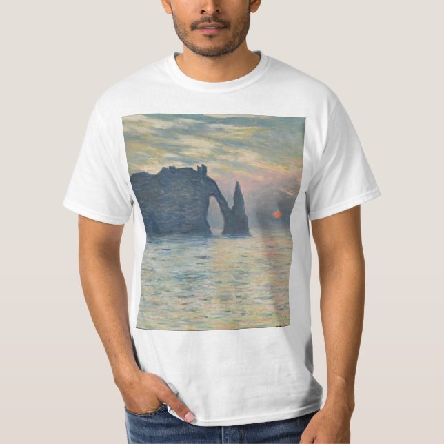 Claude Monet - The Cliff, Étretat, Sunset T-Shirt (Front)