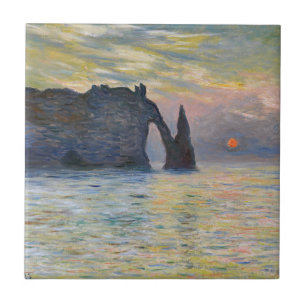 Claude Monet - The Cliff, Etretat, Sunset Tile