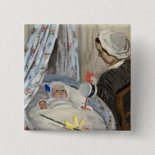 Claude Monet   The Cradle, Camille with Son Jean 15 Cm Square Badge