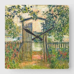 Claude Monet: The Garden Gate at Vetheuil Square Wall Clock