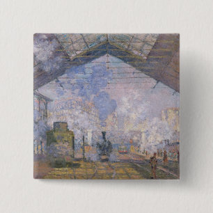 Claude Monet The Gare St. Lazare, 1877 15 Cm Square Badge
