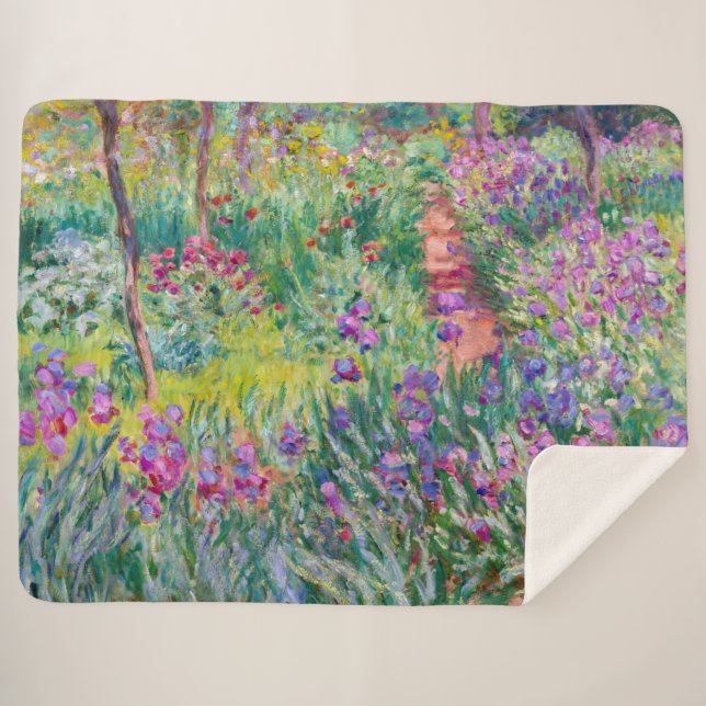 Claude Monet - The Iris Garden at Giverny Sherpa Blanket (Front (Horizontal))