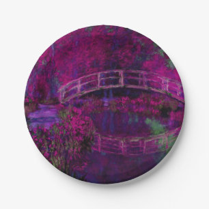 Claude Monet The Japanes Bridge purple Paper Plate