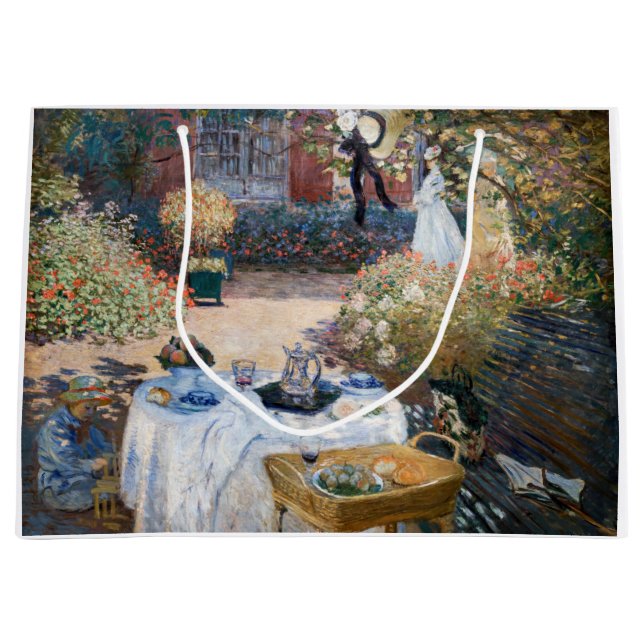 Claude Monet - The Luncheon, decorative panel Large Gift Bag (Front)