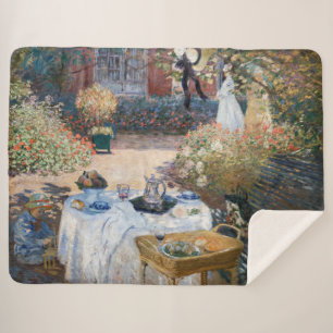 Claude Monet - The Luncheon, decorative panel Sherpa Blanket