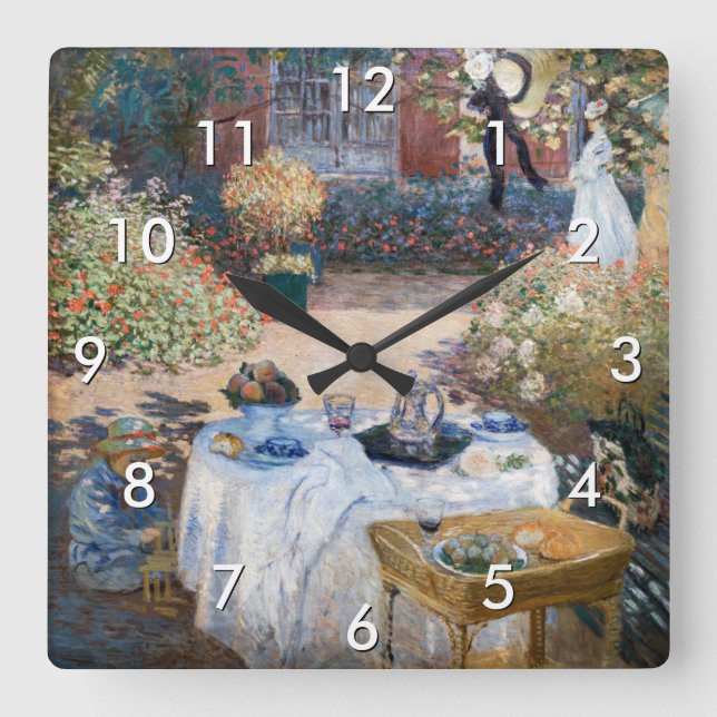 Claude Monet - The Luncheon, decorative panel Square Wall Clock (Front)