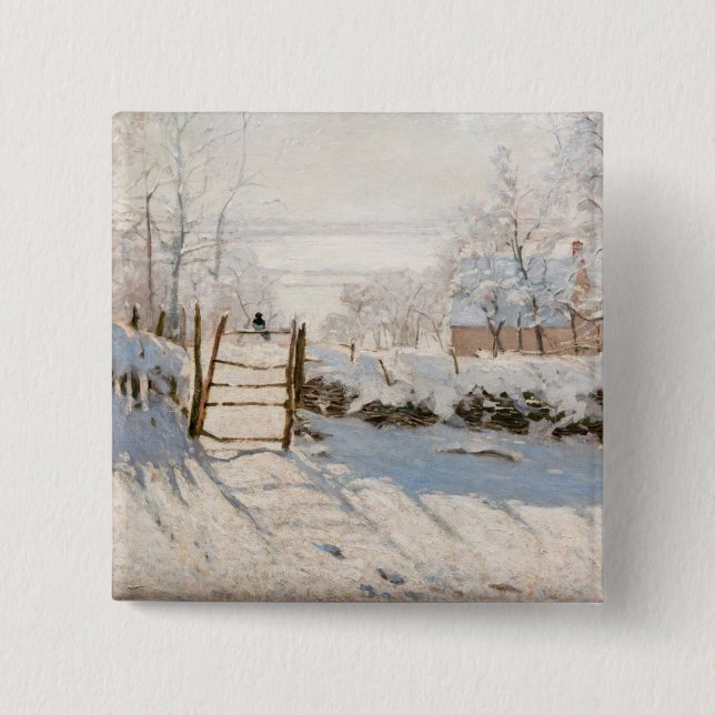 Claude Monet - The Magpie 15 Cm Square Badge (Front)