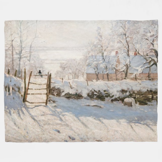 Claude Monet - The Magpie Fleece Blanket (Front (Horizontal))