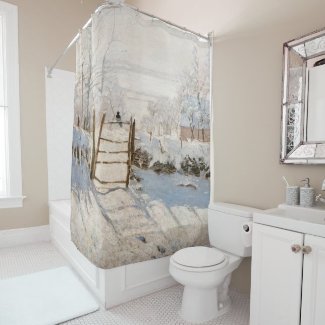 Claude Monet - The Magpie Shower Curtain (In Situ)