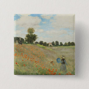 Claude Monet The Poppy Field near Argenteuil Art 15 Cm Square Badge