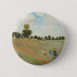Claude Monet The Poppy Field near Argenteuil Art 6 Cm Round Badge