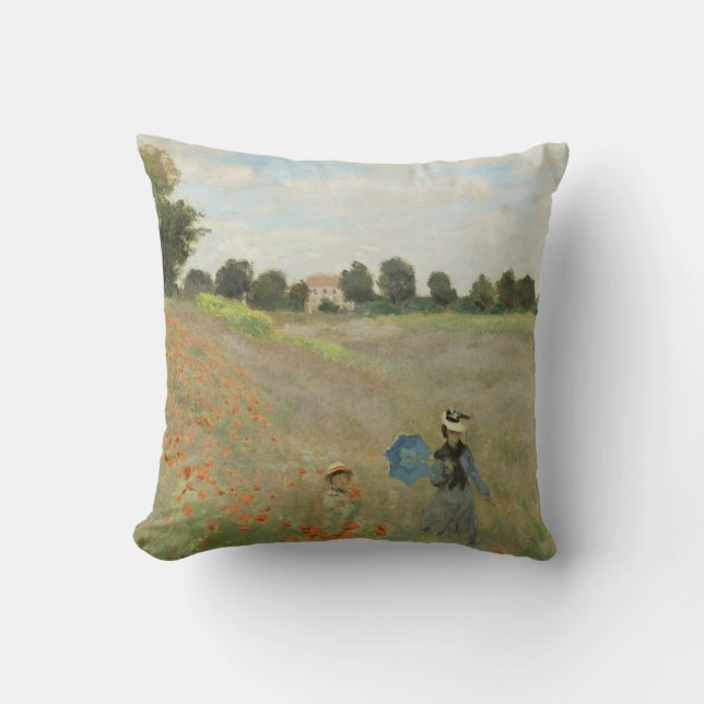 Claude Monet The Poppy Field near Argenteuil Art Cushion (Front)