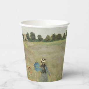 Claude Monet The Poppy Field near Argenteuil Art Paper Cups