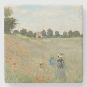 Claude Monet The Poppy Field near Argenteuil Art Stone Coaster
