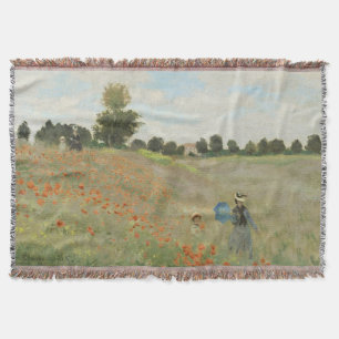 Claude Monet The Poppy Field near Argenteuil Art Throw Blanket