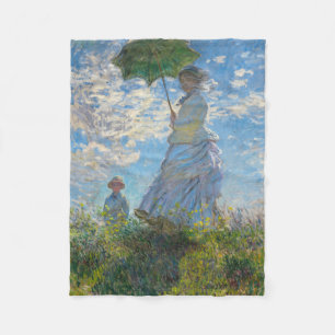Claude Monet - The Promenade, Woman with a Parasol Fleece Blanket