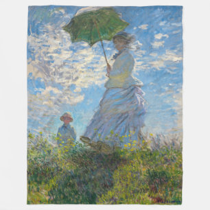 Claude Monet - The Promenade, Woman with a Parasol Fleece Blanket