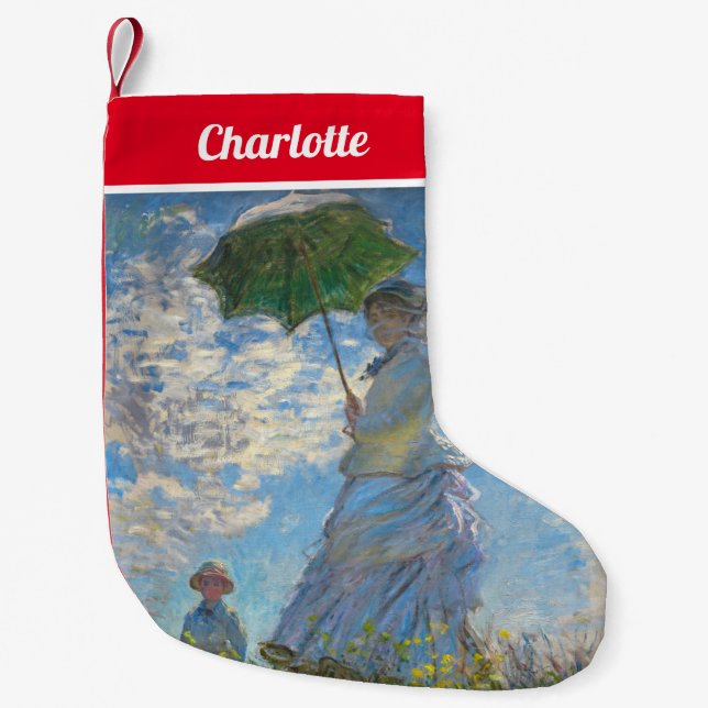 Claude Monet - The Promenade, Woman with a Parasol Small Christmas Stocking (Front)