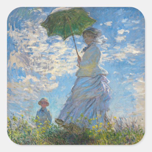 Claude Monet - The Promenade, Woman with a Parasol Square Sticker (Front)