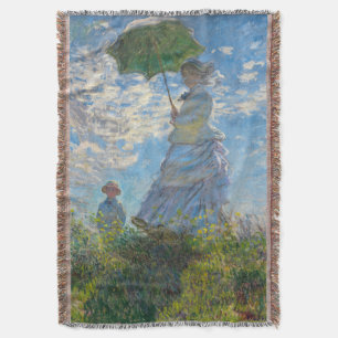 Claude Monet - The Promenade, Woman with a Parasol Throw Blanket