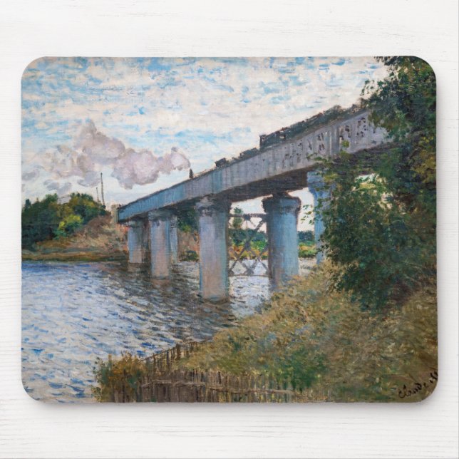Claude Monet - The Railway Bridge at Argenteuil Mouse Pad (Front)