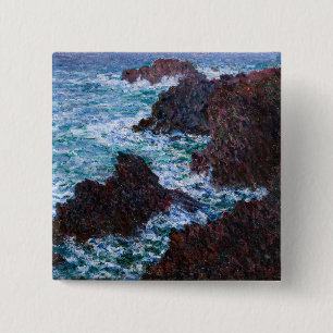 Claude Monet - The Rocks at Belle-Ile, Wild Coast 15 Cm Square Badge